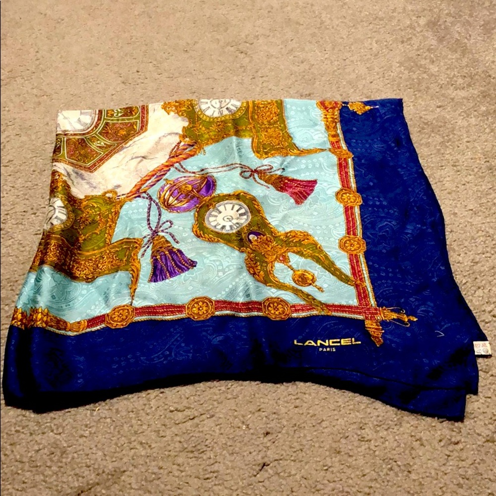 Authentic Lancel clock silk scarf